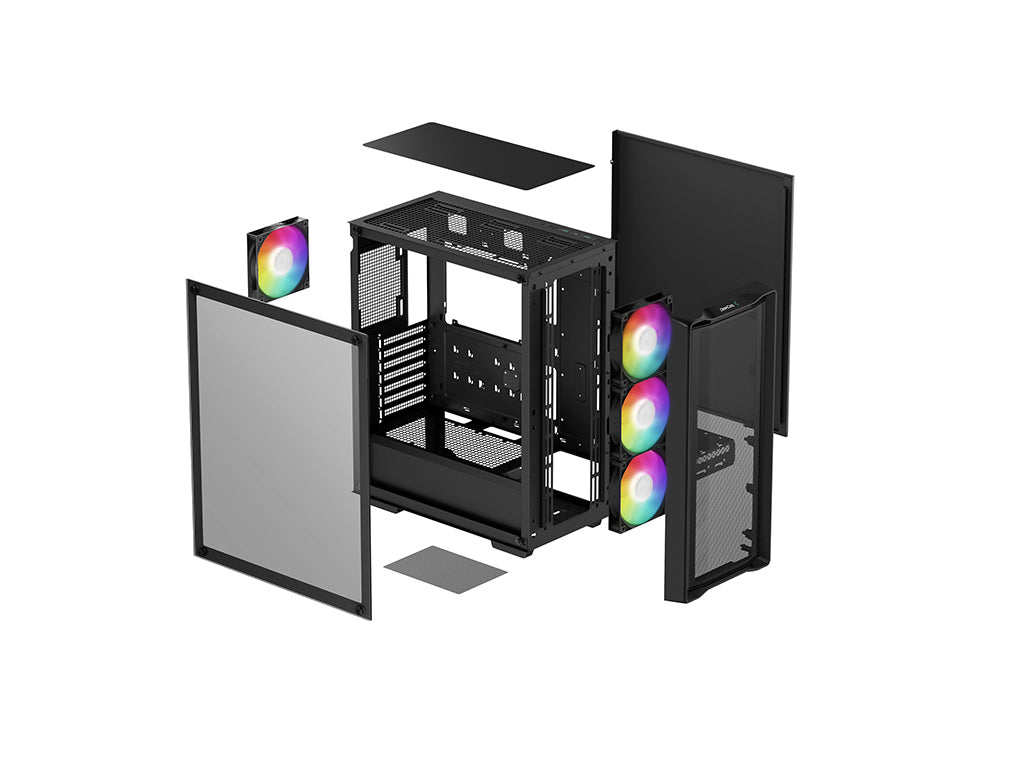 Računalniško ohišje DeepCool CC560 MESH V2, ATX, Midi-Tower, ARGB, Kaljeno steklo, črno