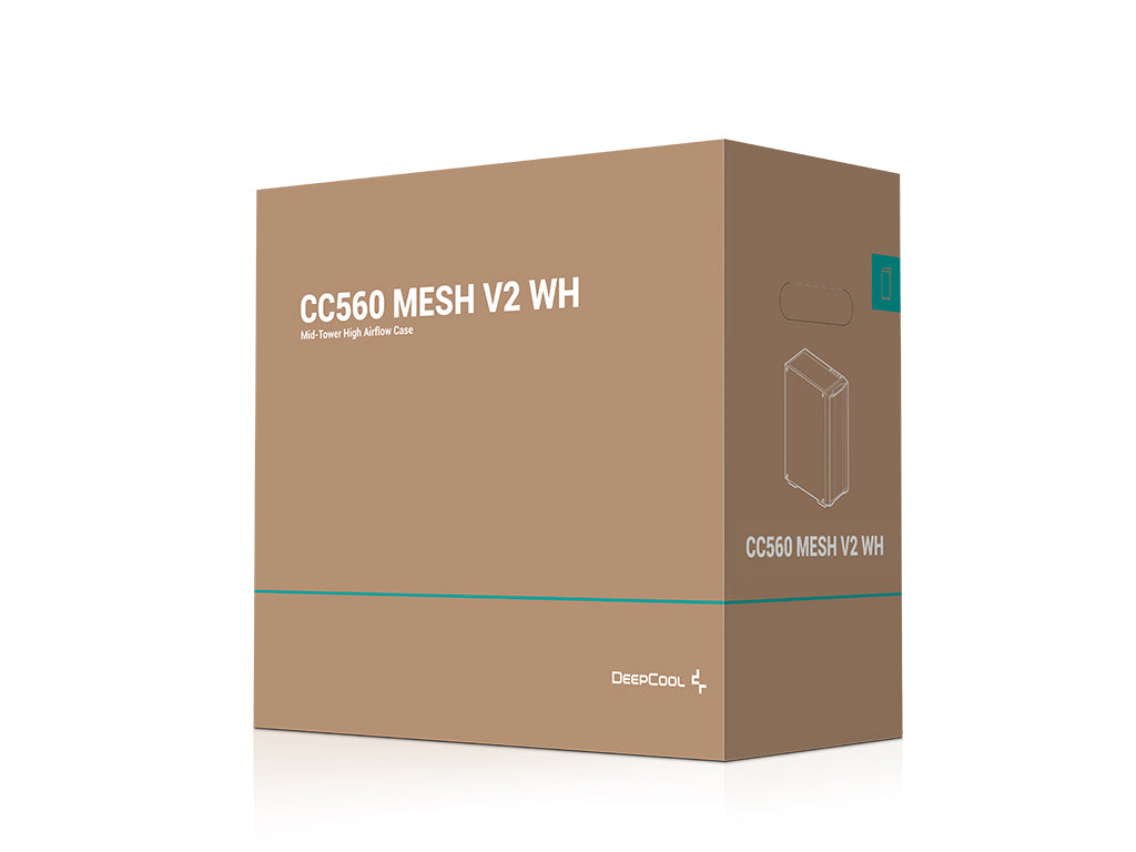 Računalniško ohišje DeepCool CC560 MESH V2, ATX, Midi-Tower, ARGB, Kaljeno steklo, belo