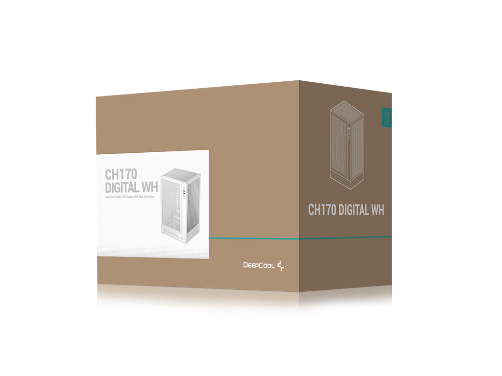 Računalniško ohišje DeepCool CH170 DIGITAL WH, Mini-ITX, LCD, Belo