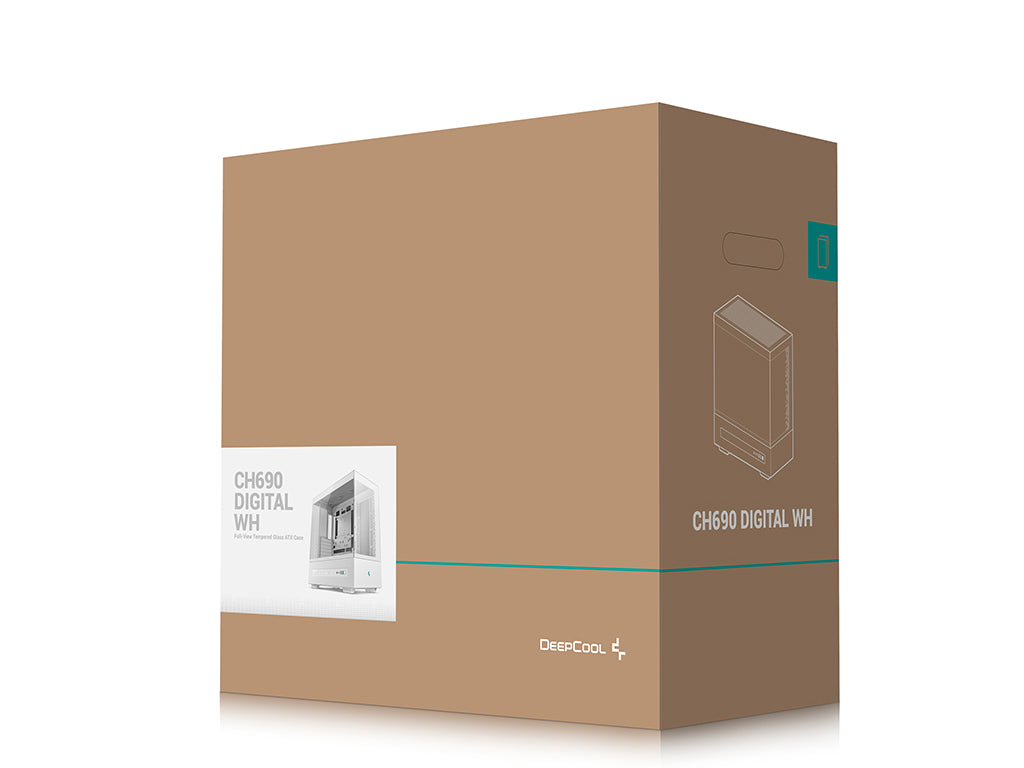 Računalniško ohišje DeepCool CH690 DIGITAL, ATX, Midi-Tower, LCD, kaljeno steklo, belo