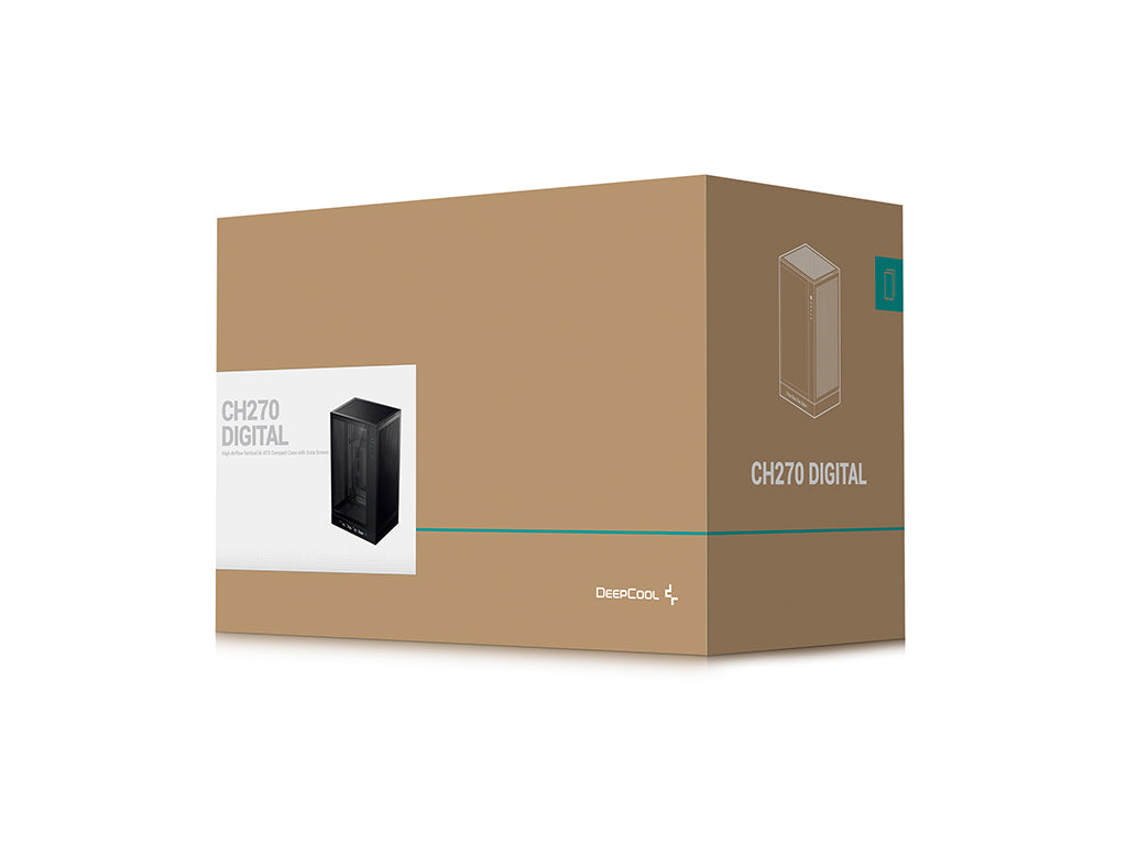 Računalniško ohišje DeepCool CH270 DIGITAL, Micro-ATX, LCD, Kaljeno steklo, črno