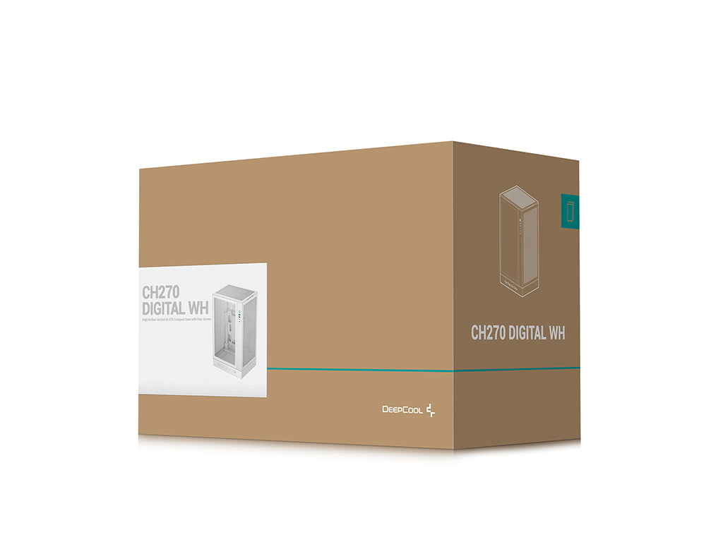 Računalniško ohišje DeepCool CH270 DIGITAL, Micro-ATX, LCD, Kaljeno steklo, belo
