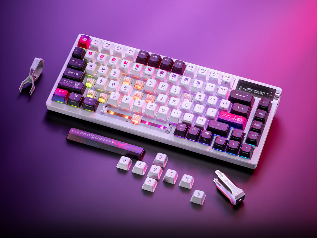 Tipkovnica ASUS ROG Azoth X Wireless, ROG NX Snow V2, OLED, RGB, USB, US