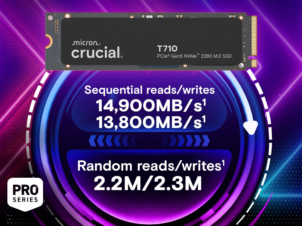 SSD 1TB M.2 80mm PCI-e 5.0 x4 NVMe, CRUCIAL T710 (CT1000T710SSD8)