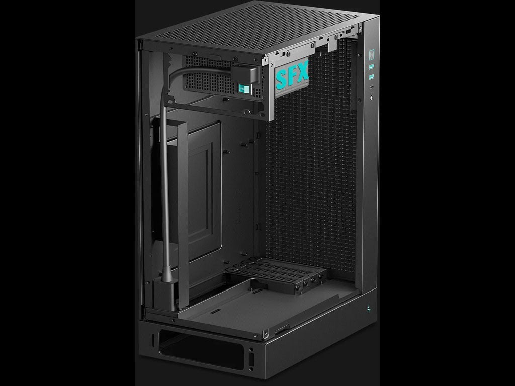 Računalniško ohišje DeepCool CH170 PLUS, ITX, Micro-ATX, kaljeno steklo, črno