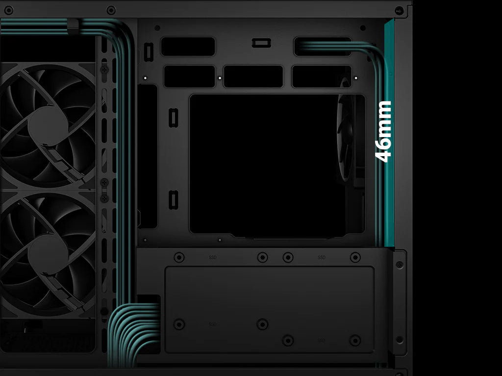 Računalniško ohišje DeepCool CG330 3F, micro-ATX, kaljeno steklo, črno