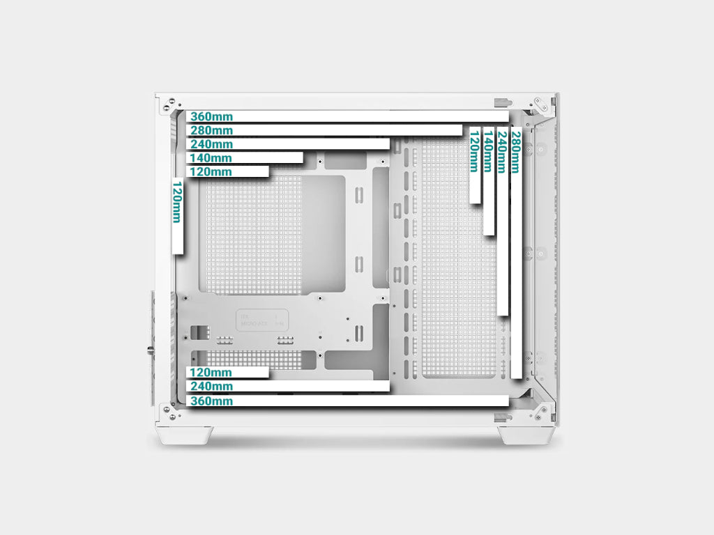 Računalniško ohišje DeepCool CG330 3F WH, micro-ATX, kaljeno steklo, belo