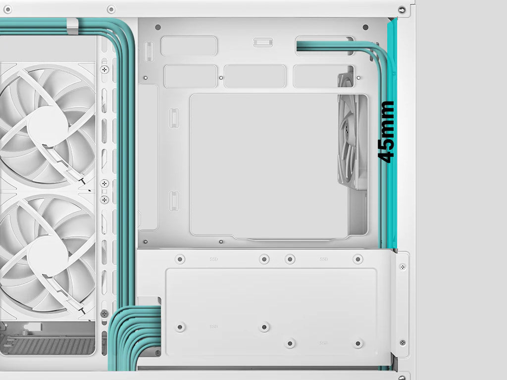 Računalniško ohišje DeepCool CG330 3F WH, micro-ATX, kaljeno steklo, belo