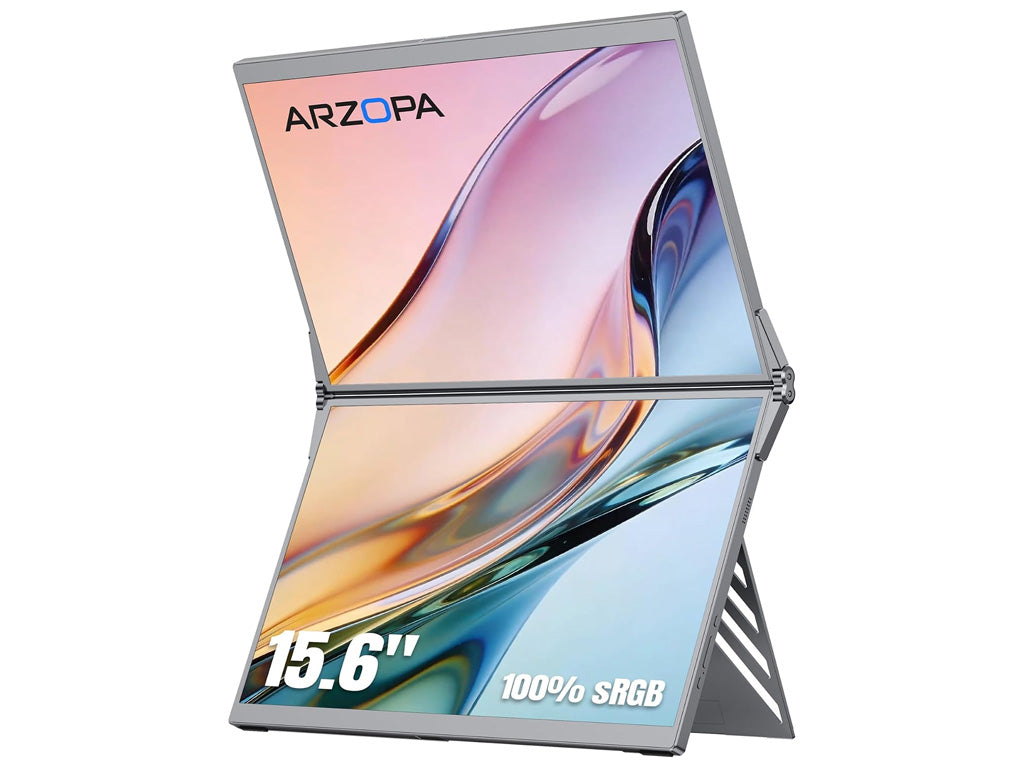 Prenosni monitor 15.6'' (40 cm), FullHD, IPS, 60Hz, dva zaslona, mHDMI, USB-C, zvočniki, ARZOPA E1