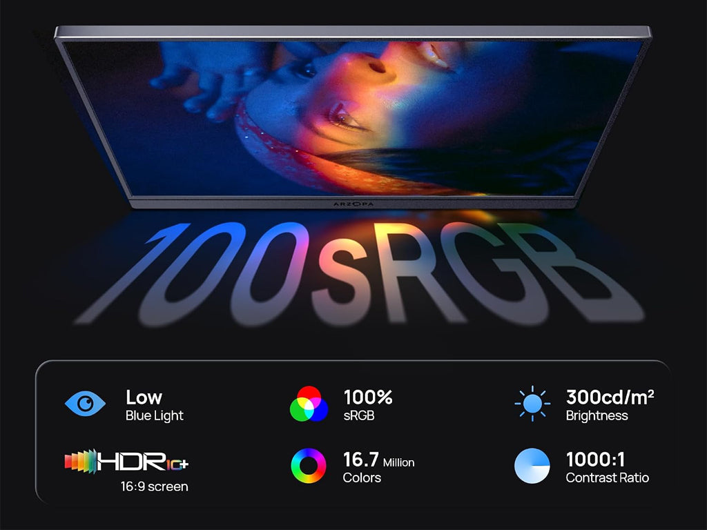 Prenosni monitor 16.1'' (41 cm) FullHD, IPS, 60Hz, mHDMI, USB-C, zvočniki, ARZOPA Z1C, siv