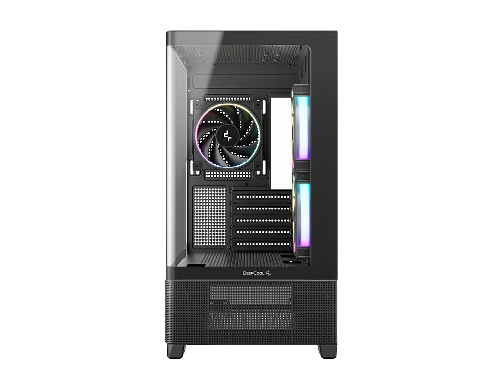 Računalniško ohišje DeepCool CG380U 3F, micro-ATX, ARGB, ukrivljeno kaljeno steklo, črno