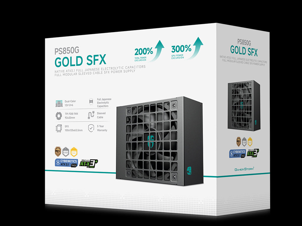 Napajalnik SFX Gamer Storm by DeepCool PS850G, 850W, Modularni, ATX 3.1, 12V-2×6, Gold
