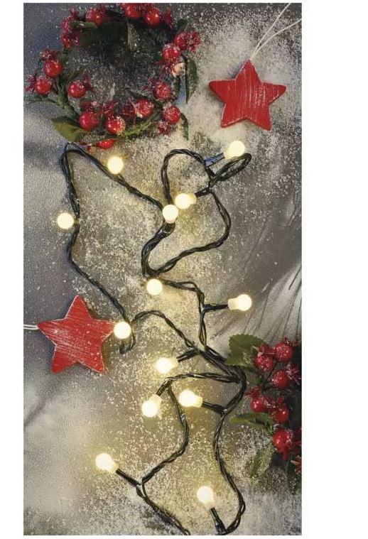 Lučke - LED božična cherry veriga – kroglice, 8 m, zunanja in notranja, topla bela, časovnik