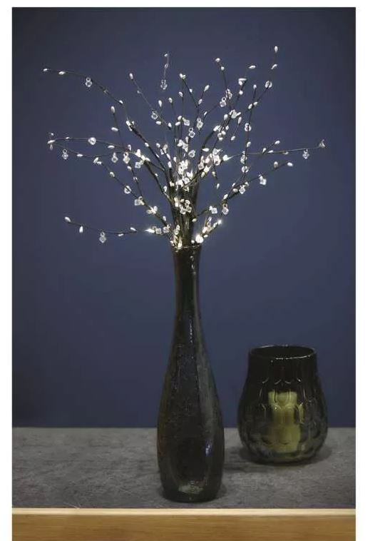 LED veja z biseri, 60 cm, 3x AA, notranja, topla bela, časovnik