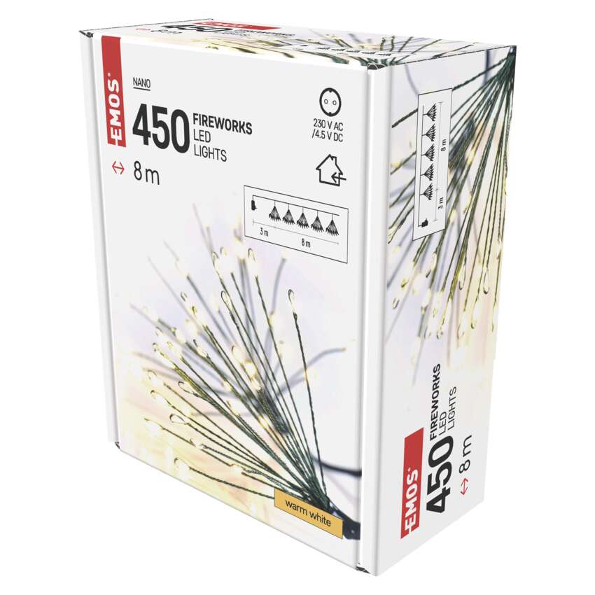 LED svetlobna veriga – svetleče cvetlice, nano, 8 m, notranja, topla bela, časovnik