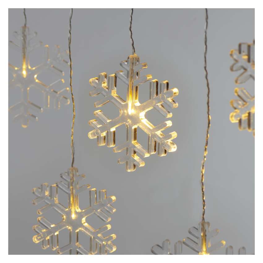 LED božični zastor – snežinke, 84 cm, notranji, topla bela