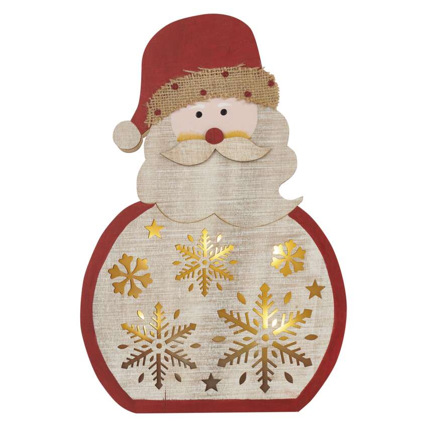LED lesena dekoracija – Santa, 30 cm, 2x AA, notranja, topla bela, časovnik