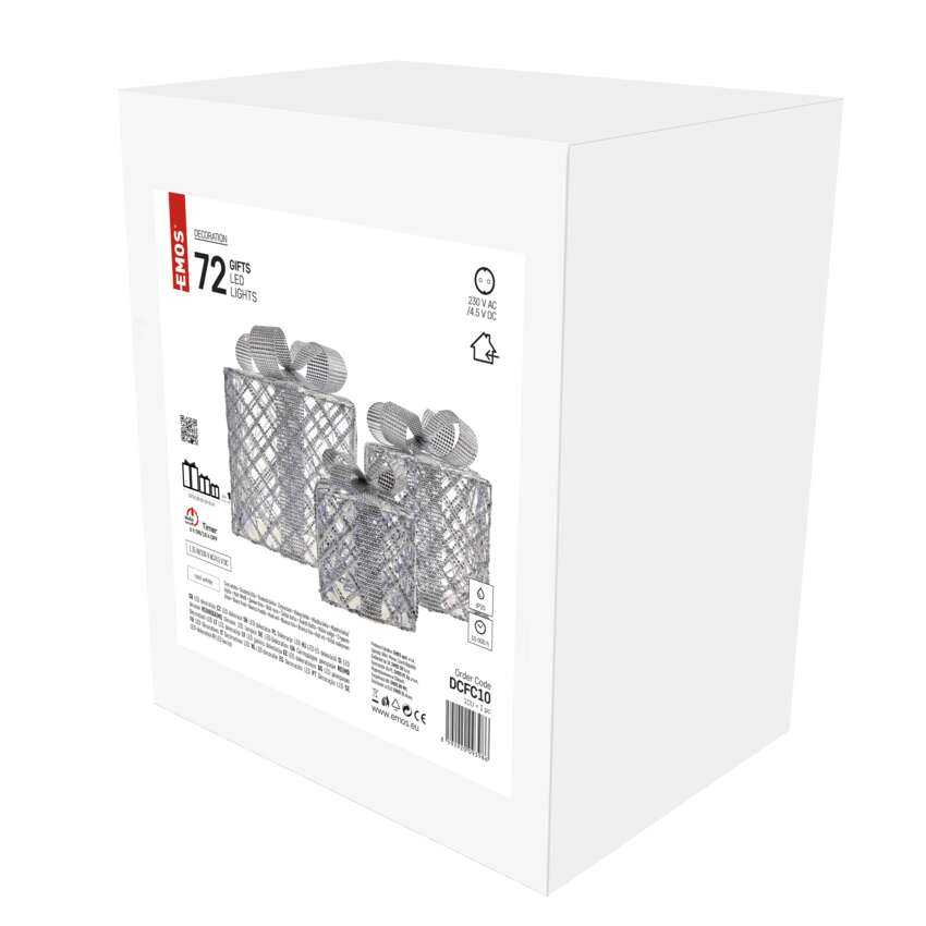 LED darila, 3 velikosti, notranja, hladna bela, časovnik
