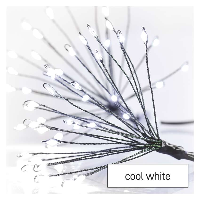 LED svetlobna veriga – svetleče cvetlice, nano, 5,2 m, notranja, hladna bela, časovnik