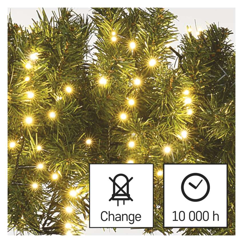 LED božična veriga – jež, 8 m, zunanja in notranja, topla bela, časovnik