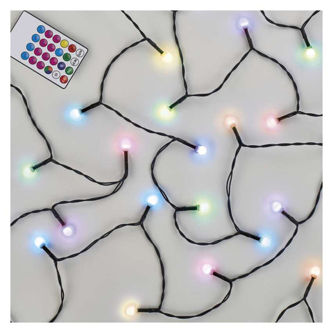 LED božična cherry veriga – kroglice, 10 m, RGB, upravljalnik, programi, časovnik