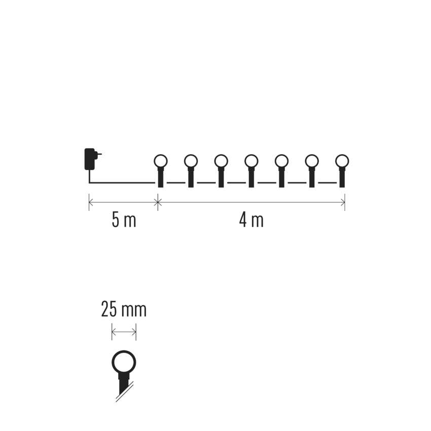 LED svetlobna cherry veriga – kroglice 2,5 cm, 4 m, zunanja in notranja, modra, časovnik