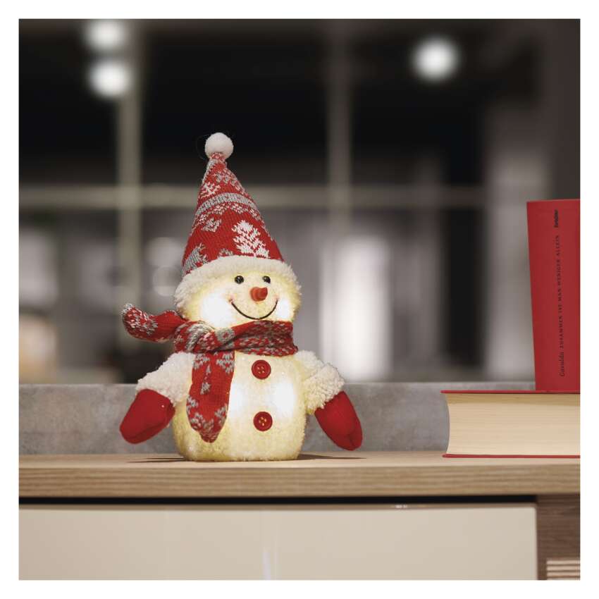 LED božični snežak svetleč, 25 cm, 3x AAA, notranja, topla bela