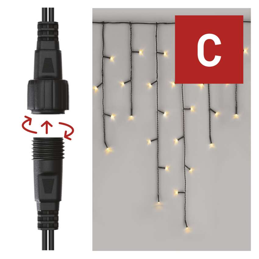 Standard LED povezovalna božična veriga – ledene sveče, 2,5 m, zun., topla bela