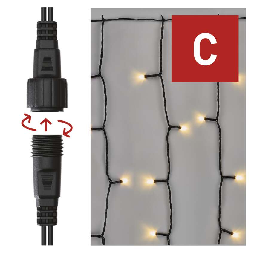 Standard LED povezovalna božična veriga – zavesa, 1,1x2 m, zun., topla bela