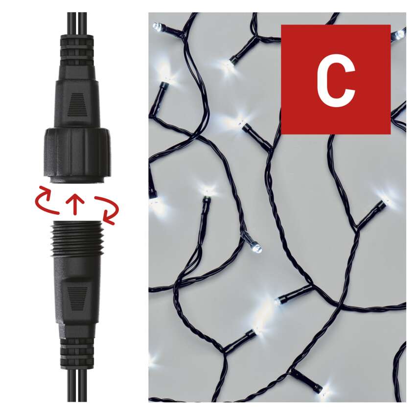 Standard LED povezovalna božična veriga, 10 m, zunanja in notranja, hladna bela