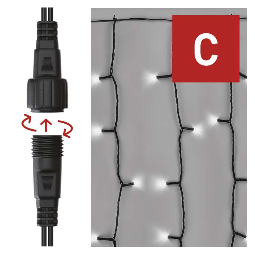 Standard LED povezovalna božična veriga – zavesa, 1,1x2 m, zun., hladna bela