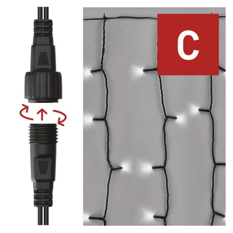 Standard LED povezovalna božična veriga – zavesa, 1,1x2 m, zun., hladna bela