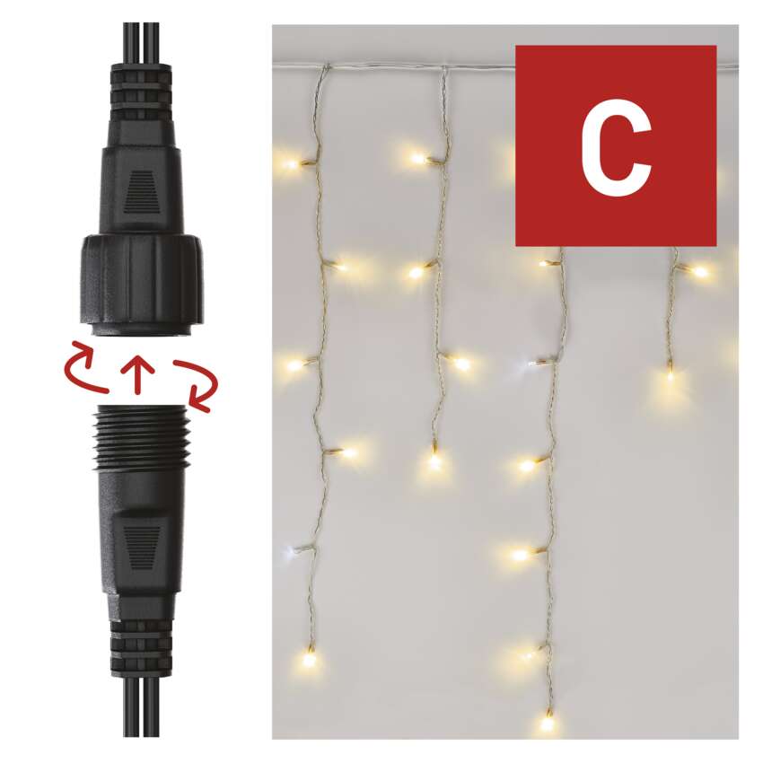 Standard LED povezovalna veriga utripajoča – ledene sveče, 2,5 m, zun., topla/hladna bela