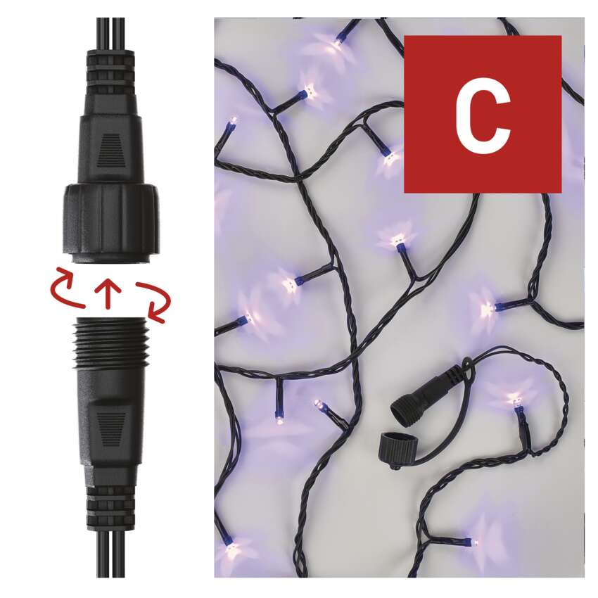 Standard LED povezovalna božična veriga, 10 m, zunanja in notranja, vijolična
