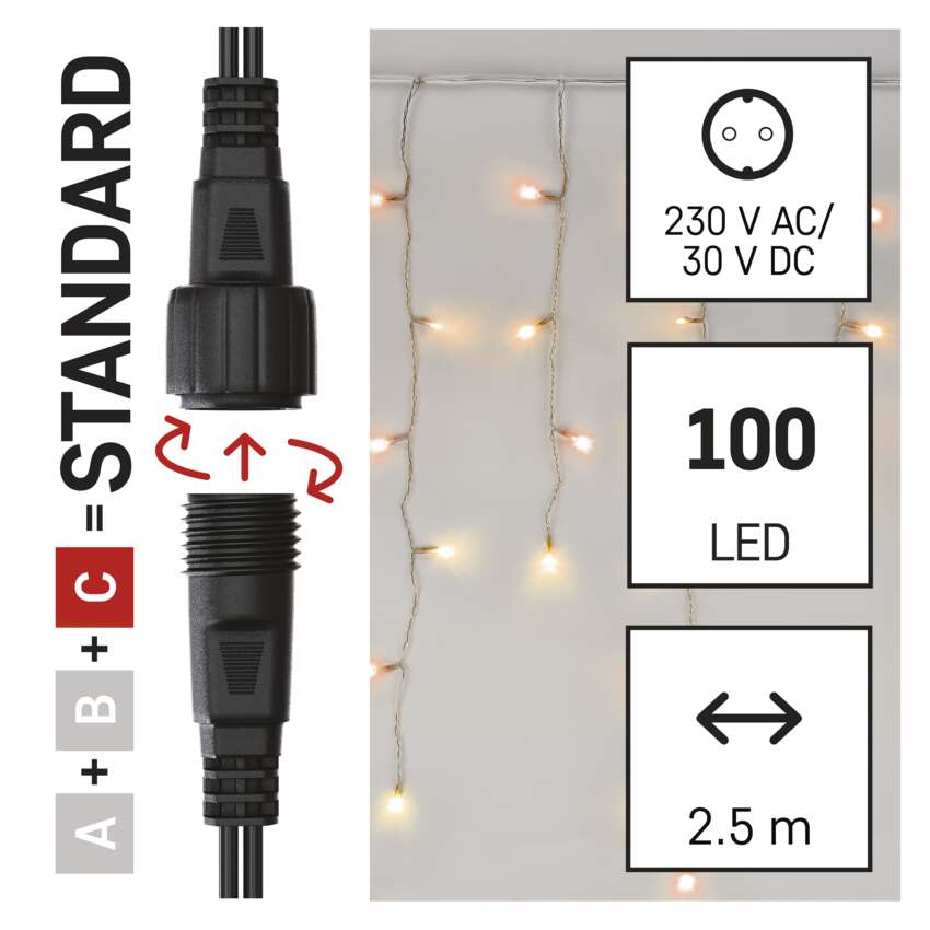 Standard LED povezovalna veriga nihajoča – ledene sveče, 2,5 m, zunanja, rdeča/vintage