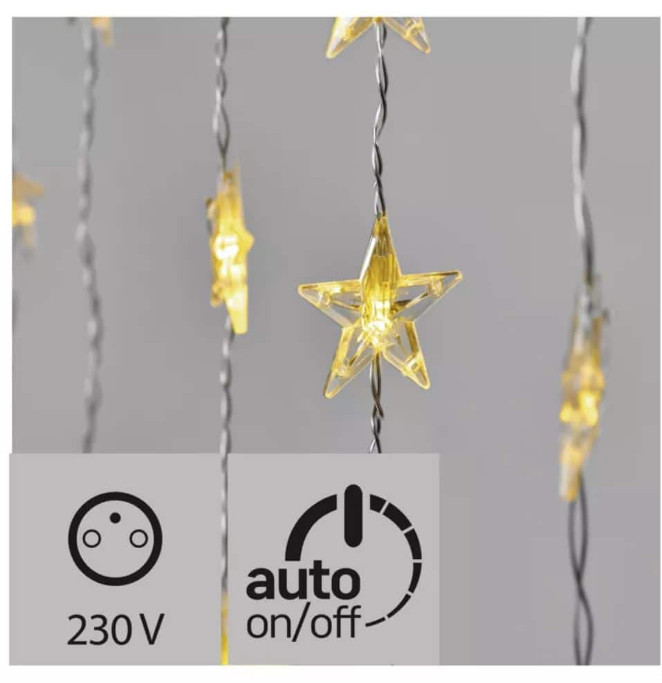 LED zavesa -  zvezde, 120x90 cm, notranji, topla bela, časovnik