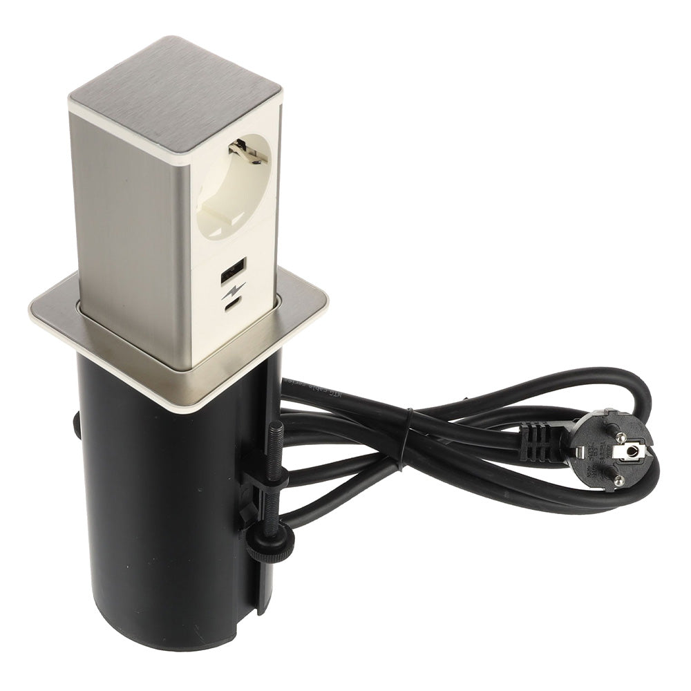 Vgradna vtičnica Asa 1x Schuko 1x USB A 1x USB C (hitro polnjenje) + 2m Kabel F003646