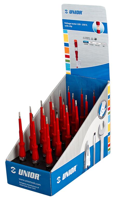UNIOR PREIZKUŠEVALCI NAPETOSTI NA STOJALU Art.630VDE140ST 18 kos (623907)