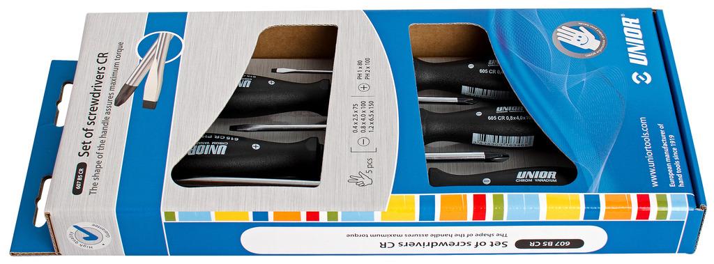 Unior izvijači ploščato križni CR Art.607B5CR 3x PL/2x PH (617021)