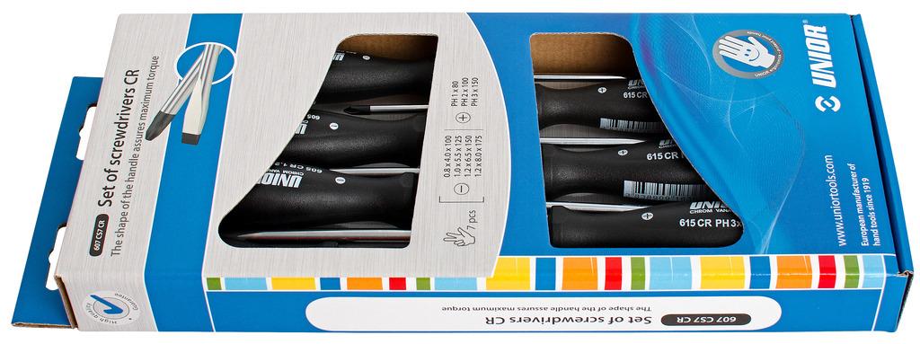 Unior izvijači ploščato križni CR Art.607CS7CR 4x PL/3x PH(617026)