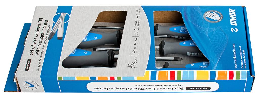 Unior izvijači ploščato križni TBI  Art.600CS5TBI, 6 kotni nastavek 3x PL/2x PH (614007)
