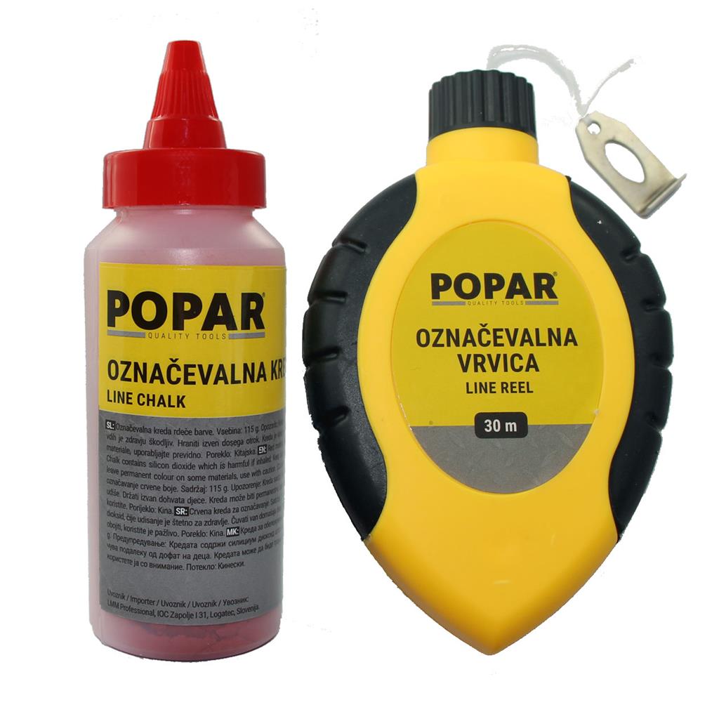 POPAR VRVICA OZNAČEVALNA IN KREDA Blister embalaža, POPAR. 30 m, 115 g, modra