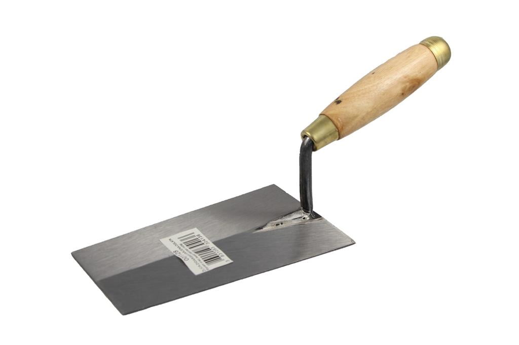 ŽLICA ZIDARSKA VARJENA OGLATA Raven vrat, lesen lakiran ročaj. 180 mm
