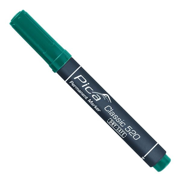 Pica MARKER DRY SAFE Okrogla konica permanent. V škt.10 kos. 1-4 mm, zelena