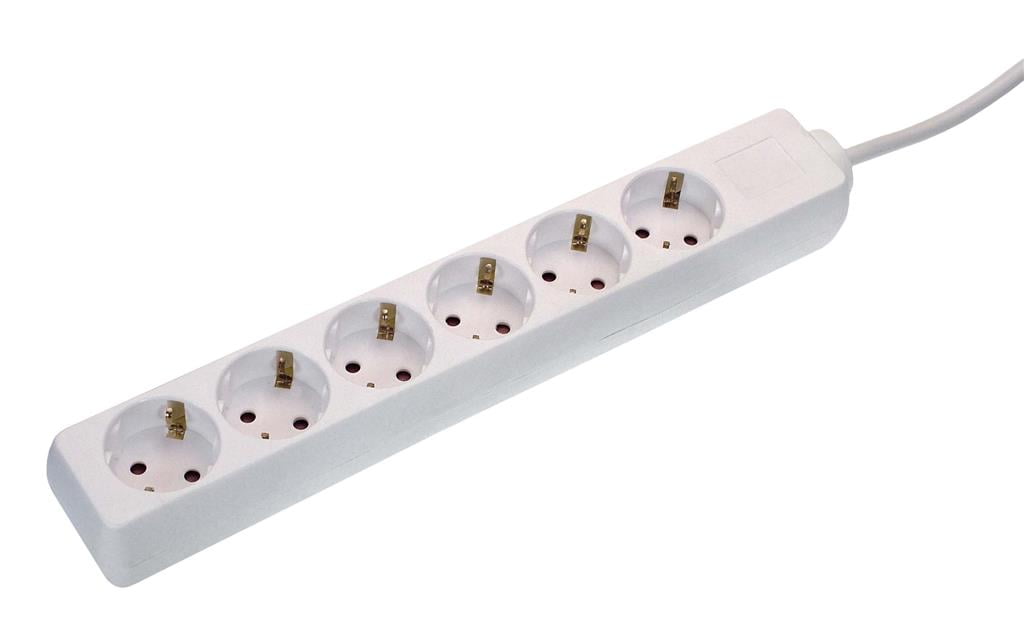 AS SCHWABE PODALJŠEK ELEKTRIČNI 6 vtičnic, bel, IP20. 3,0 m