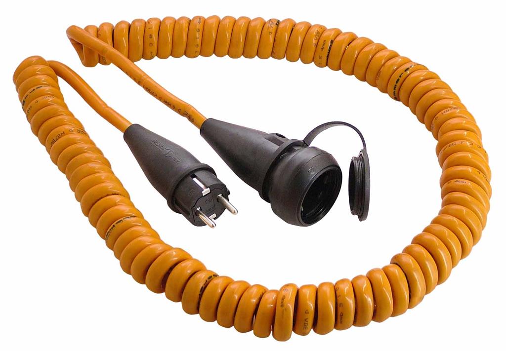 AS SCHWABE PODALJŠEK ELEKTRIČNI SPIRALNI Zaščitna oranžna barva, IP44. 3x1,5 mm / 5 m