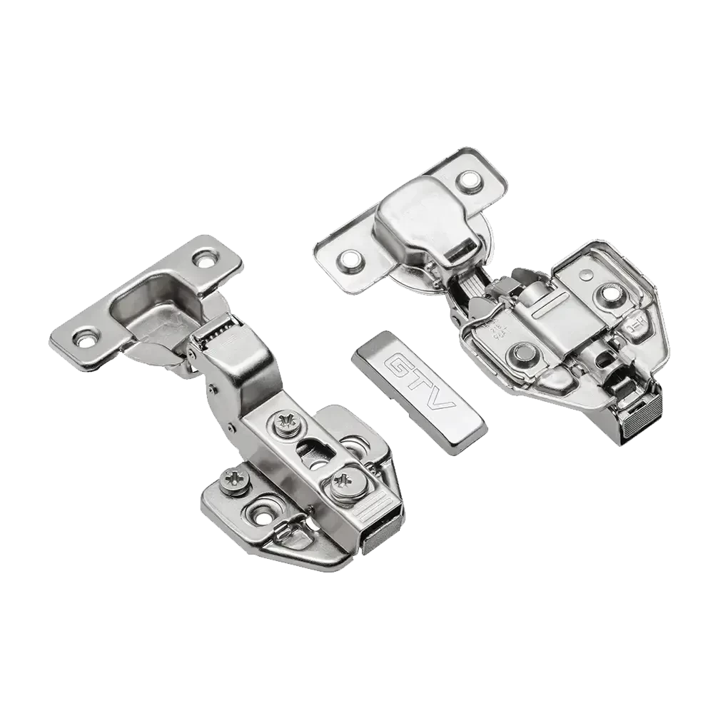 Crooked clamp for cabinets ("crooked hinge") with slow closing 1pc