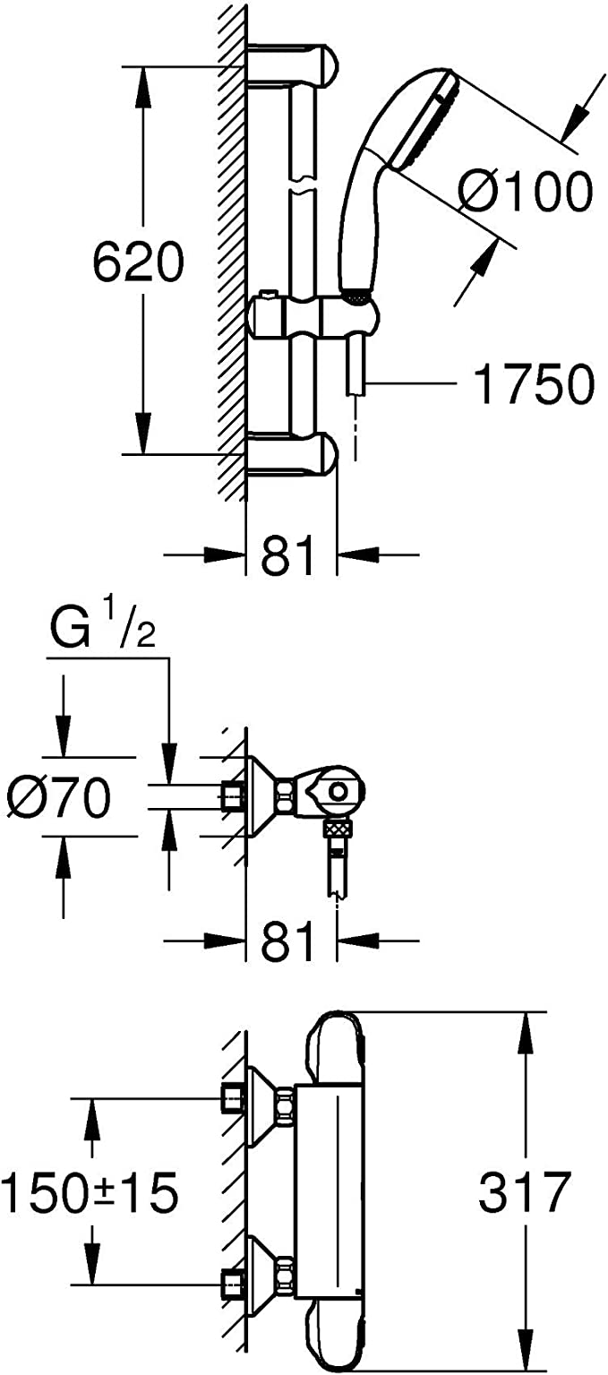 PIPA GROHE GROHTHERM 1000 TUŠ KPL. 34151 004