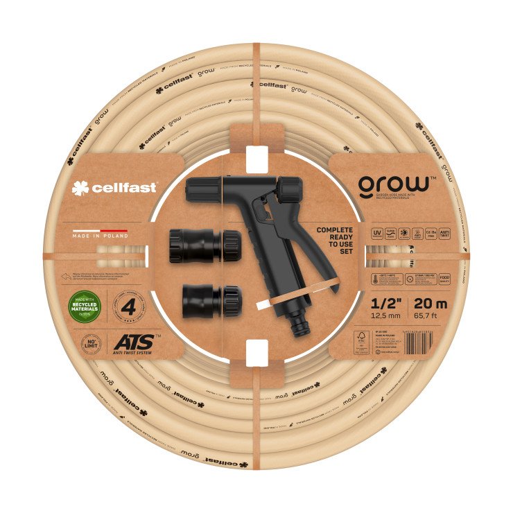 CELLFAST CEV ZA VODO GROW Štirislojna, s priključki. 1/2"-20m/27bar