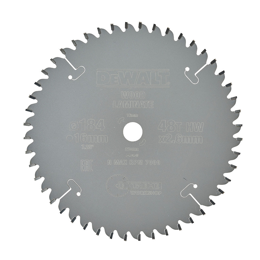 DEWALT LIST ZA KROŽNO ŽAGO DEWALT DT4094, premer rezila 184 mm. dia.184mm, luknja 16mm, 48 zob (DT4092)